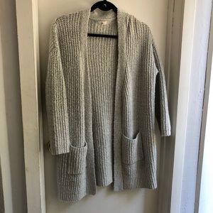 Oversized Long Grey Knit Cardigan